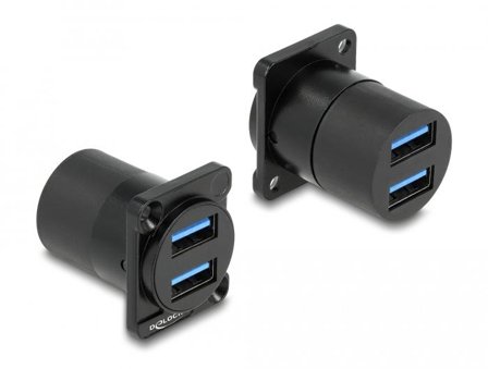 Delock D-Type - USB socket mechanism - USB 3.2 Gen 1 - 2 USB-sokler - svart