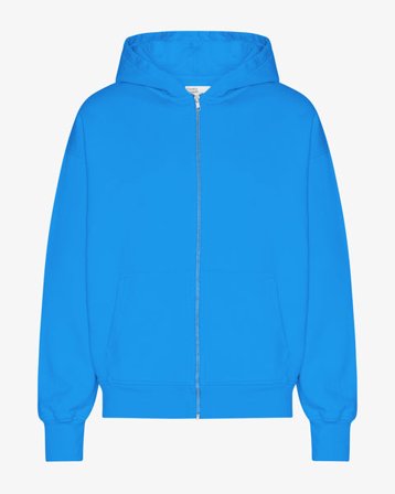 Organic Oversized Zip Hood - Pacific Blue - Male - S