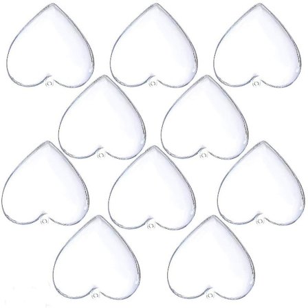 2023 - 10-pak 10 cm Klar Plast Fyldbar Jule DIY Håndværkskugle Ornamenter (hjerte)