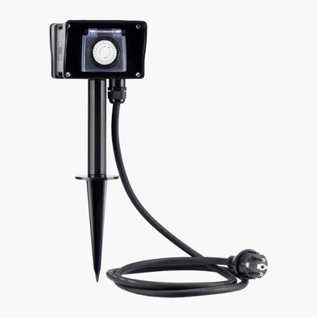 Biltema - Grenkontakt med jordspyd og timer