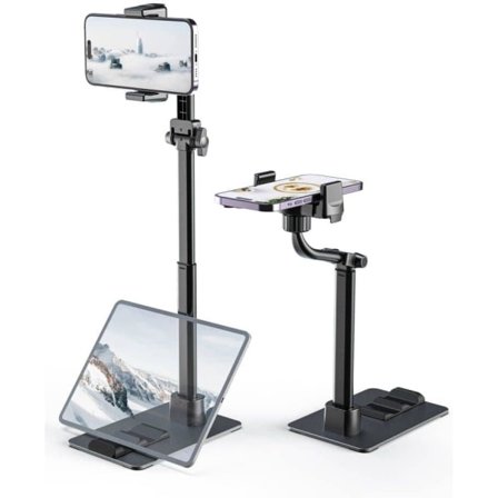 [Stærk stabil base] Telefonholder, max. højde 15,4", højt stativ til optagelse, kompatibel med alle 4,7-12,9" telefonstativer til kontoret