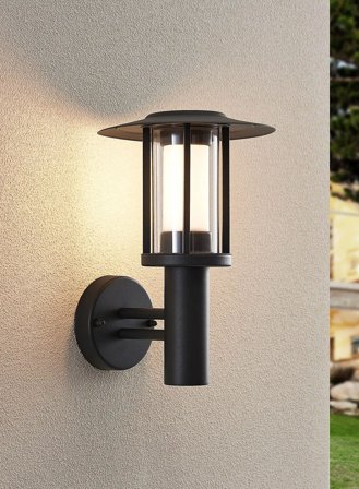 Milano utelampe - grafitt/opal