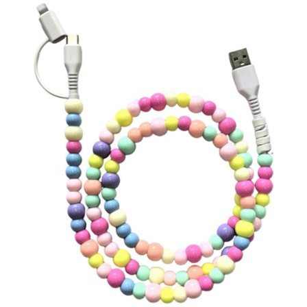 USB C Opladerkabel Hurtig Opladning med Farvede Perler Design Til Phone 15 Pad Air Data Line farve
