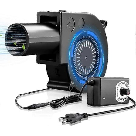 Radial blæser, 12V/220V, med hastighedsregulator, egnet til husholdningsapparater, ventilationsudskiftning, grill, pejse
