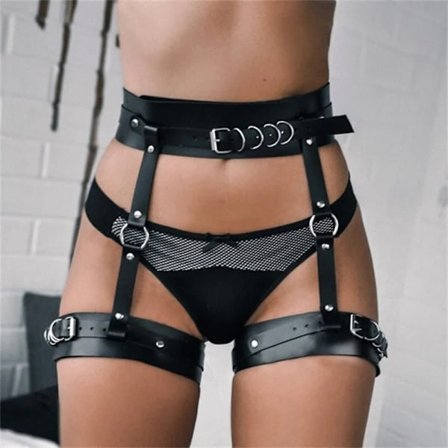 läder ben strumpeband kroppssele med bälte brudbälte strumpeband underkläder sex kropp sexig strumpa erotisk bdsm