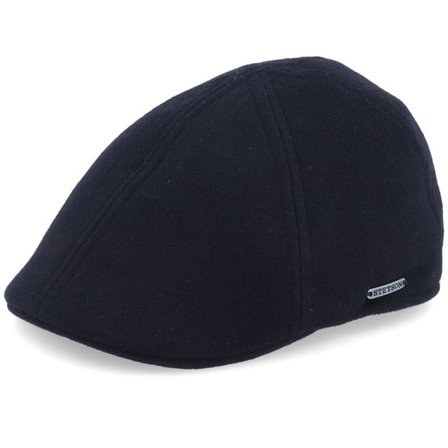 Stetson - Svart earflap Keps - Texas Wool/Cashmere Ear Flap Black Flat Cap @ Hatstore