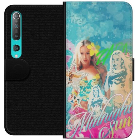 Yhteensopiva Lompakkokotelo Xiaomi Mi 10 5G Seikkailumaailma Steve, Creeper ja eläimillä värikkäässä palikkagrafiikassa