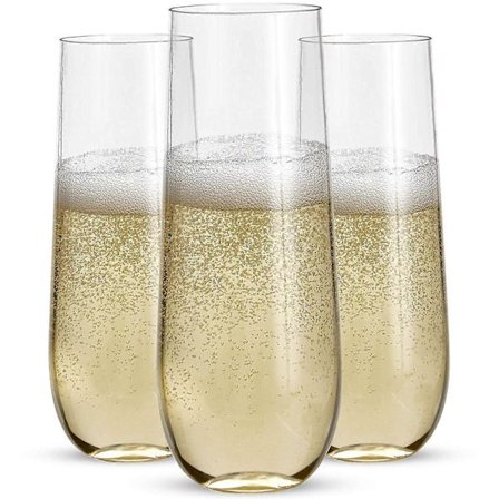 24 Stamfria Champagneglas i Plast - 9 Champagneglas i Plast, Klara, Okrossbara Toastglas