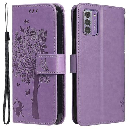 For Nokia G42 Kt Imprinting Flower Series-3 PU Leather Cover Flip Stand Imprinted Cat Tree Wallet Ph