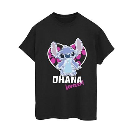 Disney Dam/Damer Lilo Och Stitch Ohana Forever Hjärta Bomull Black L