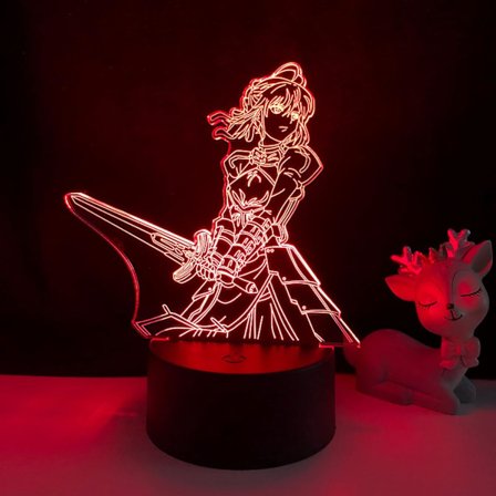 WJ Anime 3D Lampa Fate Stay Night för Sovrumsinredning Födelsedagspresent Manga Fate Stay Night Led Nattlampa
