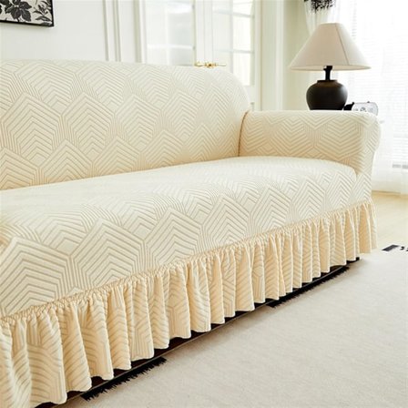 Stretch Sofföverdrag 1-delat Soffskydd, Möbelskydd Mjuk Soffa med Elastisk Botten (Beige, 145cm-180cm)