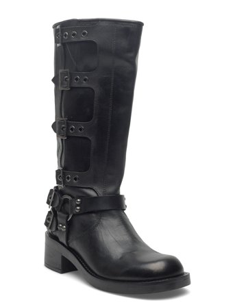 Bianco Biaharper Buckle Biker Boot Pull Up Leather - Black - 39
