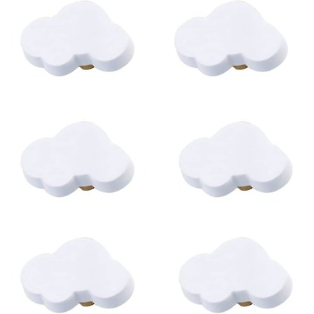 Sæt med 6 Bløde Gummi Skuffegreb i Tegneserieform til Børn Piger Drenge Skabe Legetøj Bogreol (Sky)