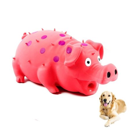 Squeaky Pig Dog Toys, Grunting Pig Dog Toy That Oinks Grunts For Small Medium Large Dogs, Durable Rubber Pig Squeaker Dog Puppy Chew Toys, Latex