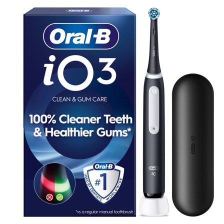Oral-B iO3 Matt Black, Travel Case - Eltandborste med trycksensor och 3 lägen