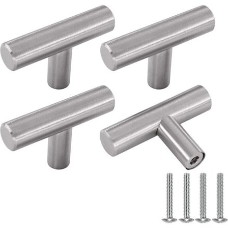 Huonekalujen vedin, hopeanväriset ruostumattomasta teräksestä valmistetut kaapin oven nupit, 4 kpl vintage-keittiön kaapin nuppia ruuveilla