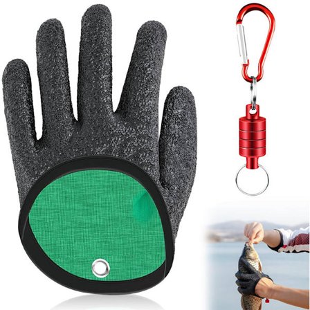 Fiskehansker - Venstre Hånd - Spirebestandig - Vanntett - Kuttbestandig - Magnetisk - Beskytter mot bitt fra rovfisk