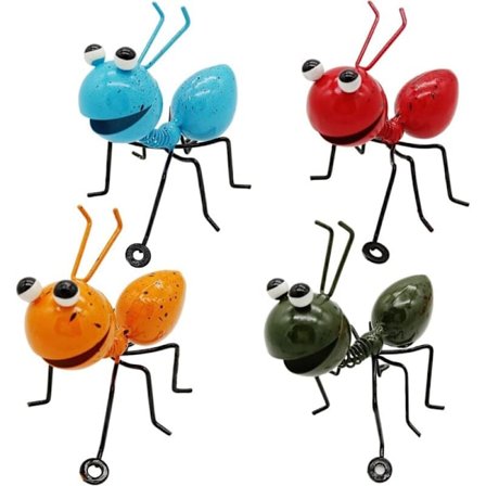 Metallmaurfigurer, sett med 4 hagefigurer i metall, egnet for innendørs og utendørs bruk