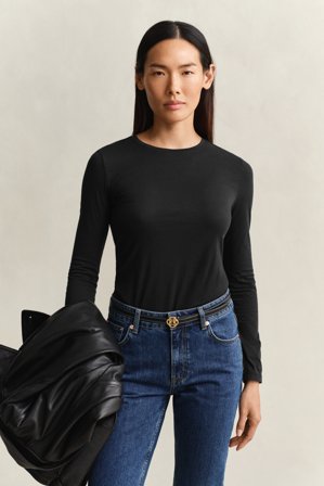 GANT Damen Langarm-Shirt aus Baumwolle (XS) Schwarz