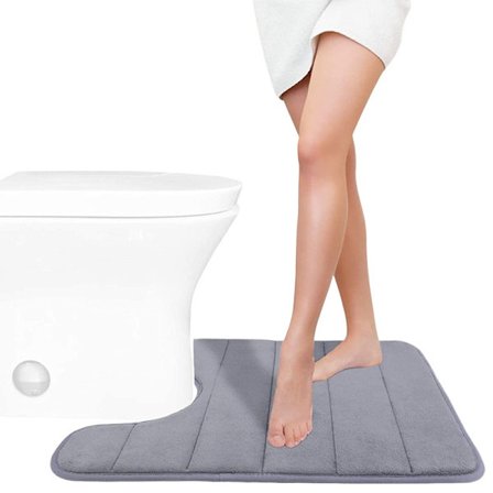 Memory Foam U-formet Kontur Toiletmåtte, Skridsikker Absorberende Toiletmåtte, Tyk Blød Vaskbar Bademåtte, Gulvtæppe Bademåtte til Toilet Ba