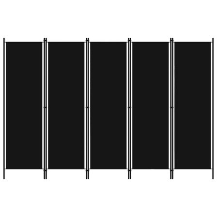 vidaXL Rumsavdelare 5 paneler svart 250x180 cm
