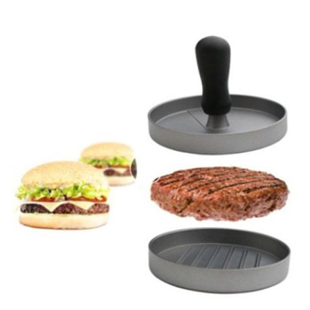 Rostfri hamburgare press, patty press med handtag, non-stick hamburgare press