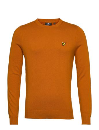 Cotton Merino Crew Jumper Strikket Trøje Med Rund Hals Orange Lyle & Scott
