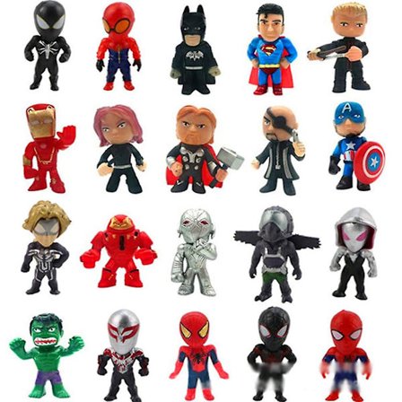 20 st Superhjältefigurer för Pojkar - Mini Actionfigurer, Dekorationer, Leksaker, Små Superhjältefigurer, Dekorationer till Tårta, Topparna, Tillbehör