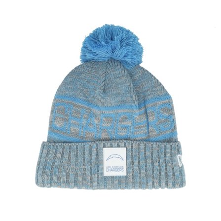 New Era - NFL Blau pom Mütze - Los Angeles Chargers NFL 25 Sideline Cold Weather Sport Knit Blue/Grey Pom @ Hatstore