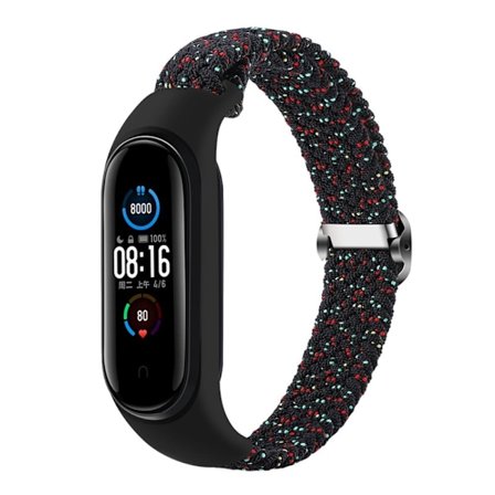 Xiaomi Mi Band 7 / 6 / 5 elastinen nailon kellonhihna - Starlight Musta