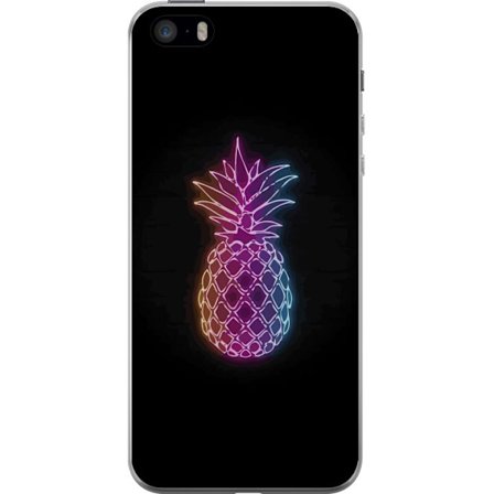 Kompatibelt Mobildeksel til Apple Apple iPhone 5s Neonlysillustrasjon av ananas i fargerikt lys mot svart bakgrunn