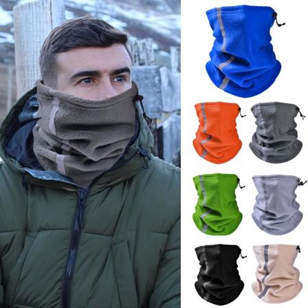 Säädettävä fleece-kaulanauhojen lämmitin Heijastava cover Balaclava Talven lämmin ulkoiluhuivi miehille ja naisille Black
