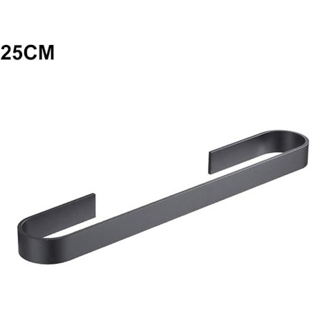 (svart, storlek: 25 cm) Handdukshängare utan borrning för badrum, k