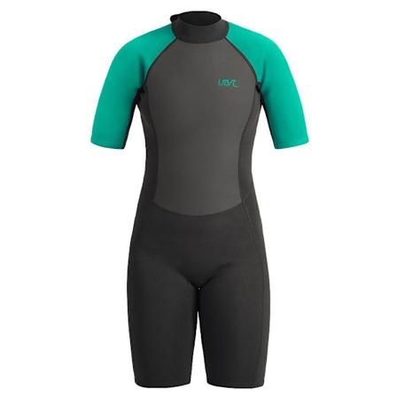 Urban Beach Dam/Kvinnor Sailfin Kortsärmad Våtdräkt XL Svart Black/Aquamarine XL