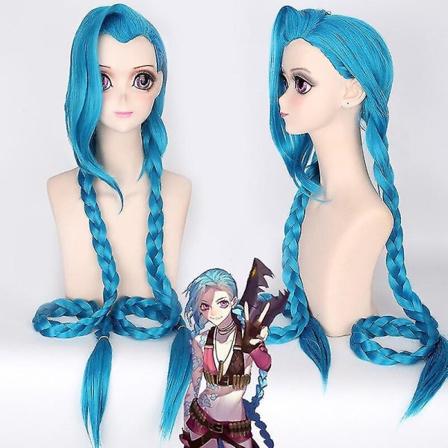 Anime Cosplay Peruukki Runaway Lolita Jinx Blue Double Twist Long