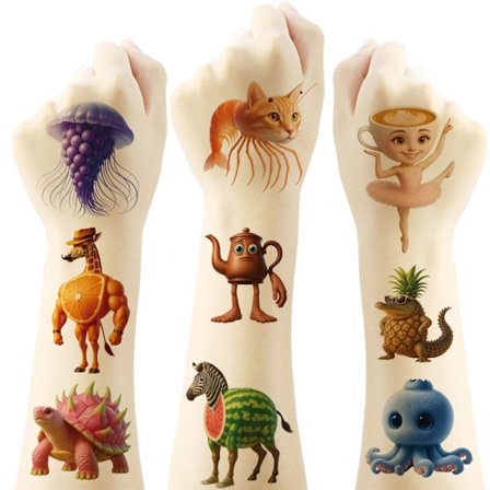 Nya italienska klassiker av Mountains and Seas spel tatuering klistermärken, 20 engångs tecknade tatuering klistermärken, Brainrot Tung Sahur 