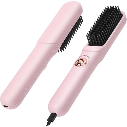 Langaton hiusten suoristusharja, langaton hiusten suoristuskampa, kaikille hiustyypeille, 18 sekunnin nopea lämmitys, 30 minuutin automaattinen 