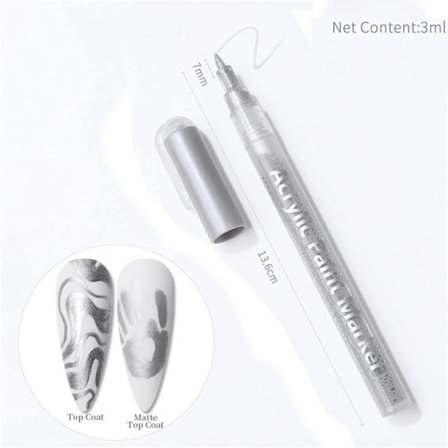 Nagellackspenna Nail Art Ritpenna SILVER