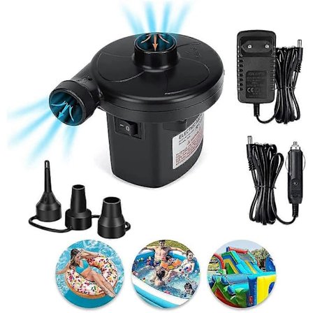 Sähköinen ilmapumppu 2 in 1, täyttölaite 3 suuttimella, melapumppu AC 220V-240V/12V sähköinen melonta-allas, melapumput ilmapatjapumppu