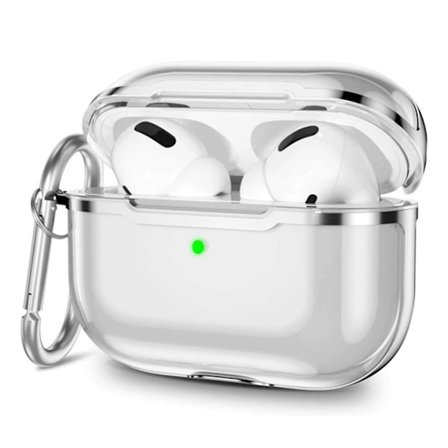 AirPods Pro 2 genomskinligt fodral med karbinhake - Transparent / Silver