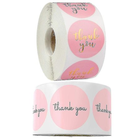 2 ruller Takkbrev Forseglingsklistremerker Rosa Runde Etikettpakke