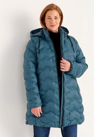 Cellbes of Sweden - Jakke med hætte i petrol til damer i størrelse 50/52