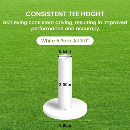 Golf Gummi-Tees til Driving Range, 5-pak, Blandet eller Samme Størrelse, Øvelsesmåtte
