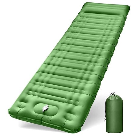 Selvopustelig Campingmåtte, Sammenfoldelig Udendørs Måtte, Ultralet Vandafvisende Sovemåtte med Fodpumpe_TF_TF