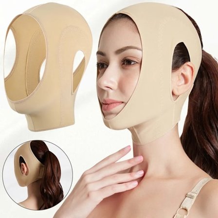 Kasvoside V-Mask Kasvojenkohotus Kaksoisleuan Side Kuvauksen Kiinteytys