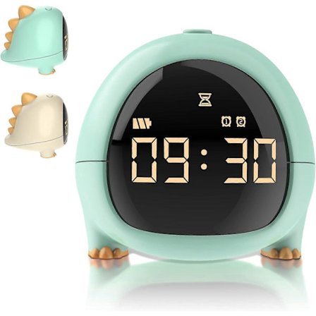 LED Lysende Børnevækkeur, USB-opladningsvækkeur, Multifunktionel Justerbar Natlampe Nedtælling til Piger Drenge (Grøn)