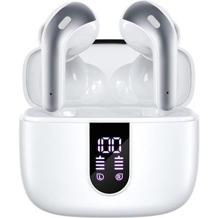 Bluetooth-hörlurar True Wireless Earbuds 60H Uppspelning LED-strömdisplay Hörlurar med trådlöst laddningsfodral IPX5 Vattentäta in-ear-hörlurar med M