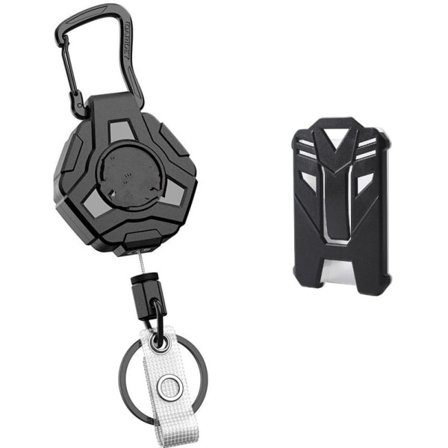 INF Utdragbar jojo-korthållare för passerkort, ID-kort Svart