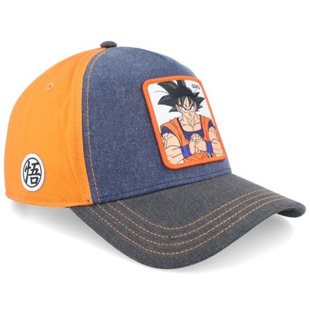 Capslab - Blå trucker Keps - Dragon Ball Goku Orange/Blue/Grey A-Frame Trucker @ Hatstore